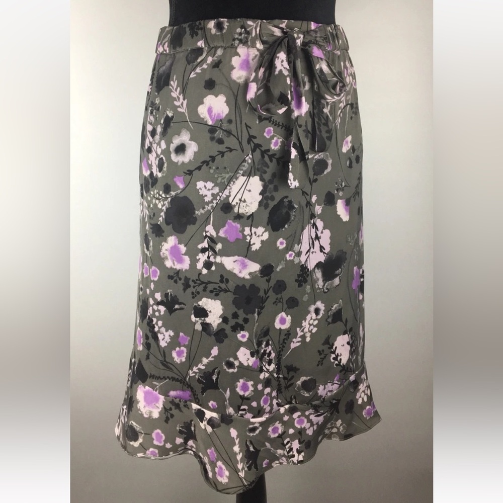 Joe Fresh Flounced Floral Skirt Ruffle Hem Elastic Waist